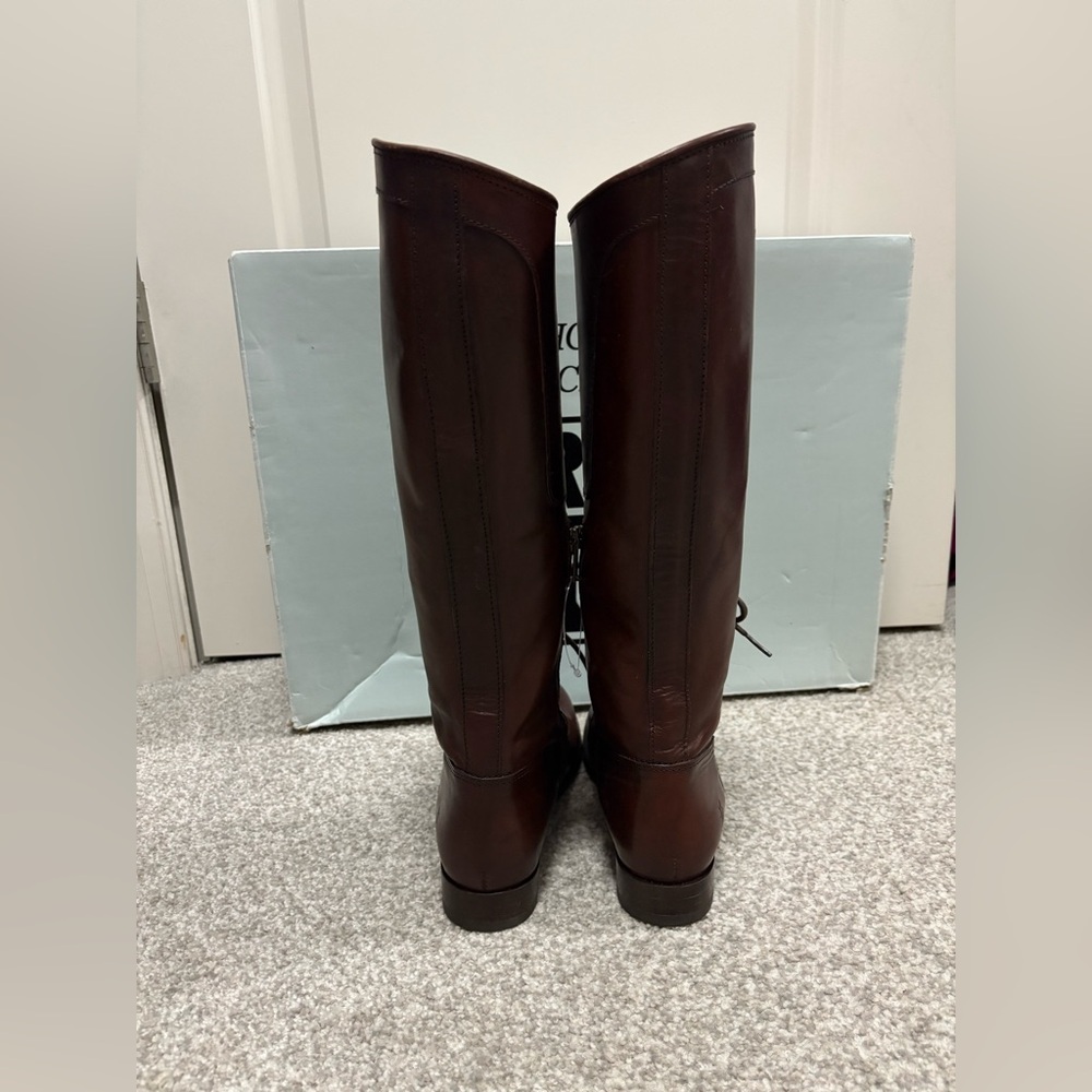 Frye Melissa Lace Up Riding Boots 6.5 Equestrian Brown Leather Vintage Redwood - Picture 6 of 11